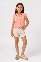 CROPPED BLOUSE WITH KNOT DETAIL FOR GIRLS
