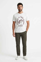 Men's off-white t-shirt with taco slogan graphic on front, crew neck