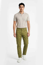 Men's olive cargo pants with side and utility pockets