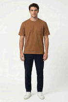 Men's brown pocket T-shirt with crew neck and short sleeves