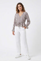 PRINTED PEPLUM BLOUSE FOR WOMEN