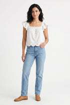 EMBROIDERED RUFFLE BLOUSE FOR WOMEN