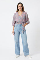 PRINTED WRAP BLOUSE FOR WOMEN