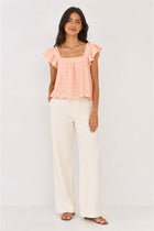 EMBROIDERED RUFFLE BLOUSE FOR WOMEN