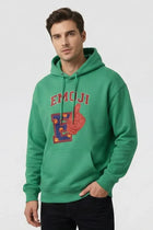 Emoji Graphic Hoodie for Men - Green - MEME