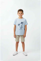 Boys' sky blue graphic T-shirt with palm tree front print
