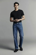 Straight Fit Jeans For Men - Mid Blue - MEME