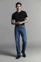 Straight Fit Jeans For Men - Mid Blue - MEME