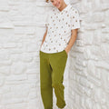 Printed Polo T-Shirt For Men - White - MEME