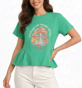 Printed T-Shirt For Women - Green - MEME
