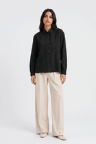 PLEATED BUTTON-DOWN SHIRT FOR WOMEN
