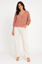 PRINTED BUTTON-FRONT BLOUSE FOR WOMEN