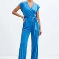 Velvet Jumpsuit For Women - BLUE - MEME