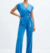 Velvet Jumpsuit For Women - BLUE - MEME
