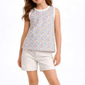 Floral Tank Top For Girl - Sky Blue - MEME