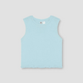 Girls' solid blue tank top, sleeveless crew neck