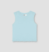 Girls' solid blue tank top, sleeveless crew neck