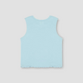 Girls' sleeveless solid tank top in light blue with crew neckline