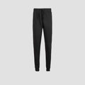 Men's black solid jogger pants with drawstring waistband and ribbed ankle cuffs