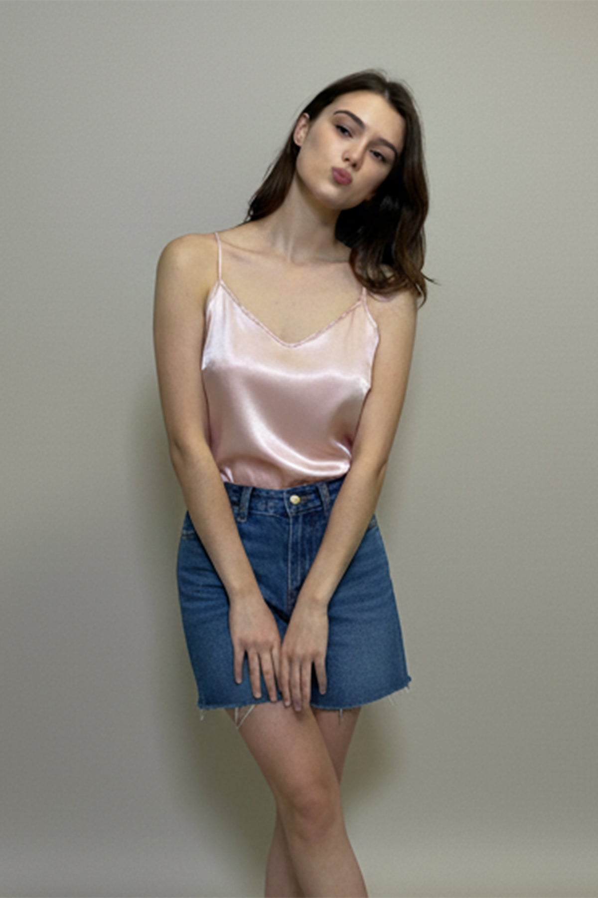 Satin Cami Top For Women – Pink