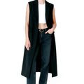 Women Long Waist Coat - Black - MEME