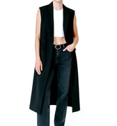Women Long Waist Coat - Black - MEME