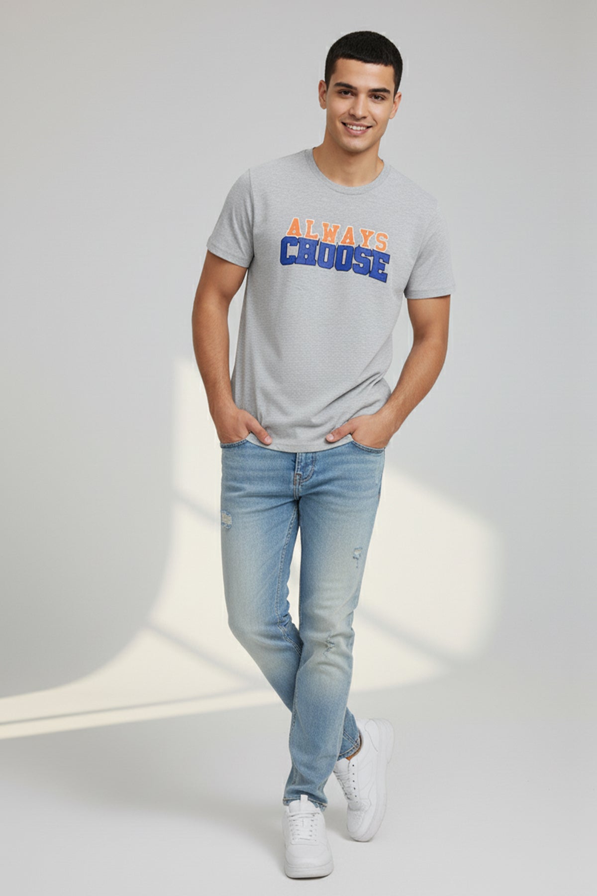 Printed T-Shirt For Men - Heather Grey