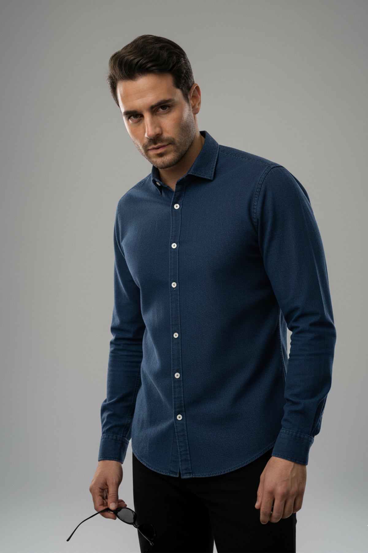 Denim Shirt For Women - Dark Blue Grey