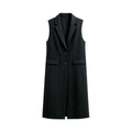 Women Long Waist Coat - Black - MEME