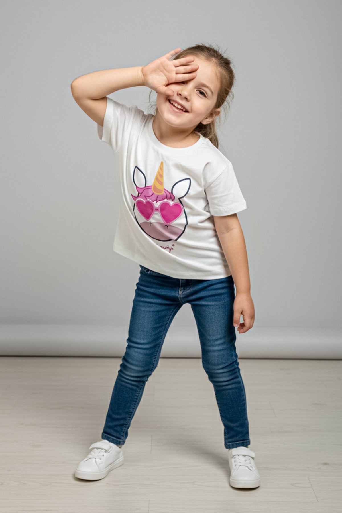 Emoji Printed T-Shirt For Baby Girl - White