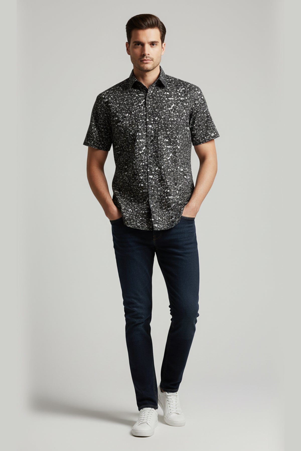 Printed Half Sleeve Shirt For Men - White