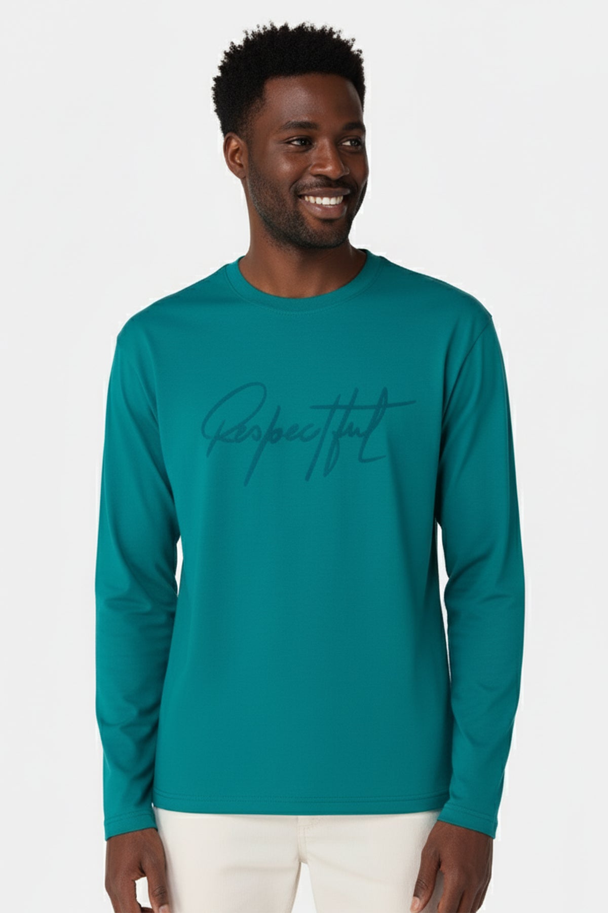 Printed Long Seleeve T-Shirt For Men - Alpine Green