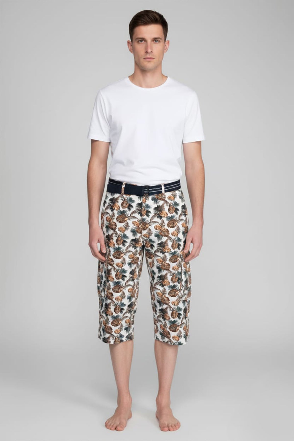 Printed Cargo Pocket Short For Men - White