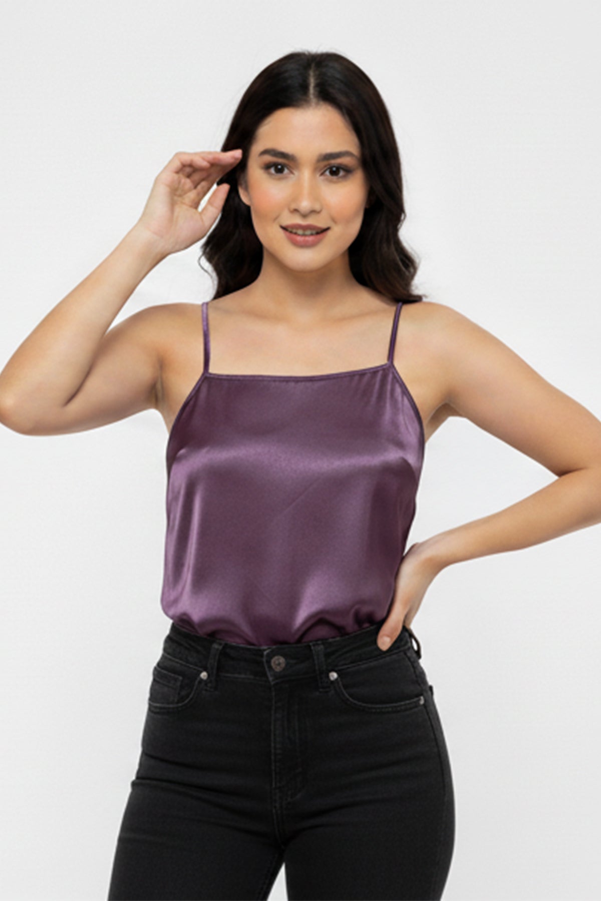 Satin Cami Top For Women – Purple