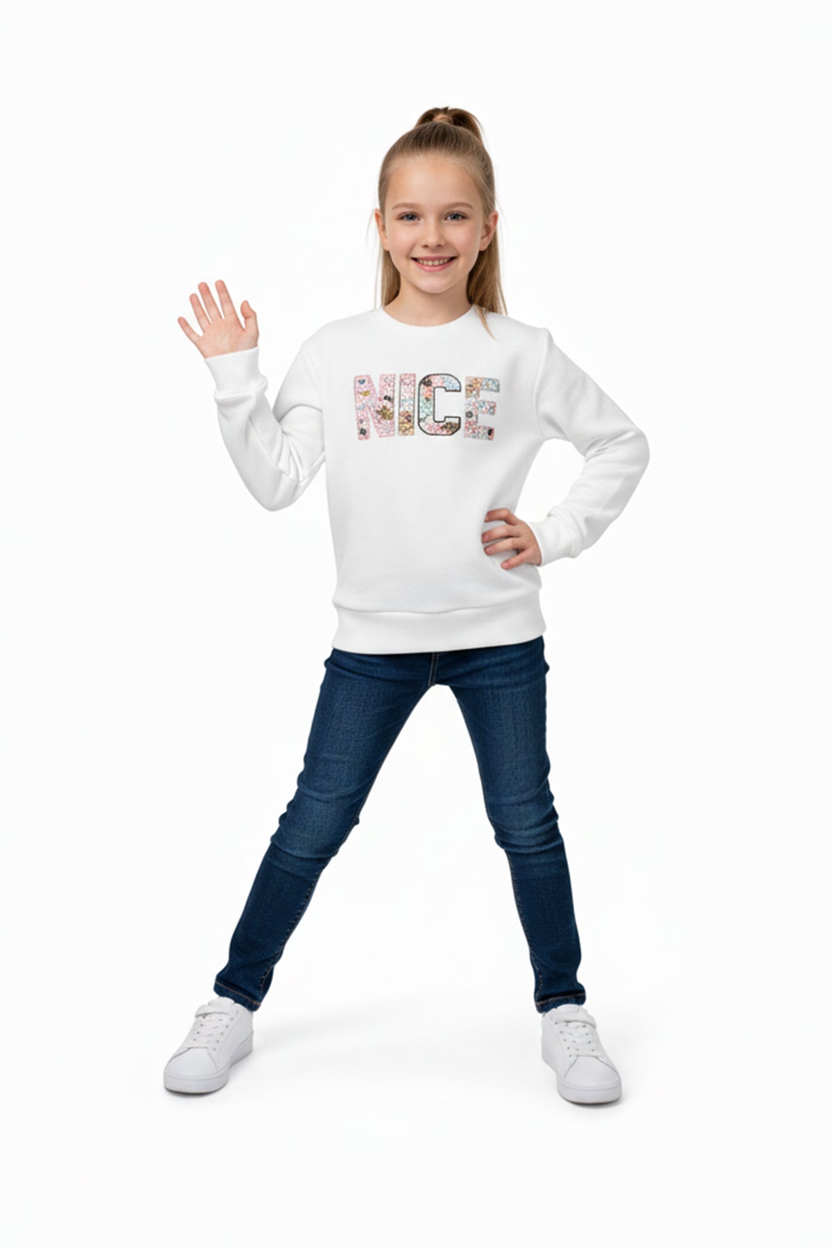 Sweatshirt For Girls – Ecru