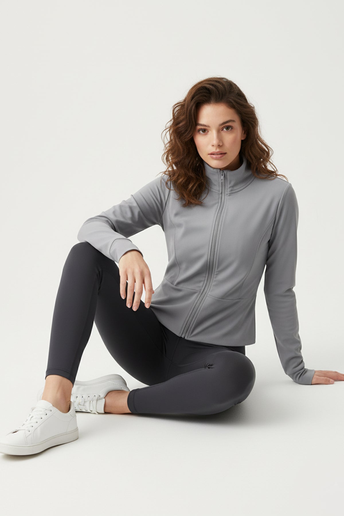Zip-Up Activewear Jacket For Women - Heather Grey
