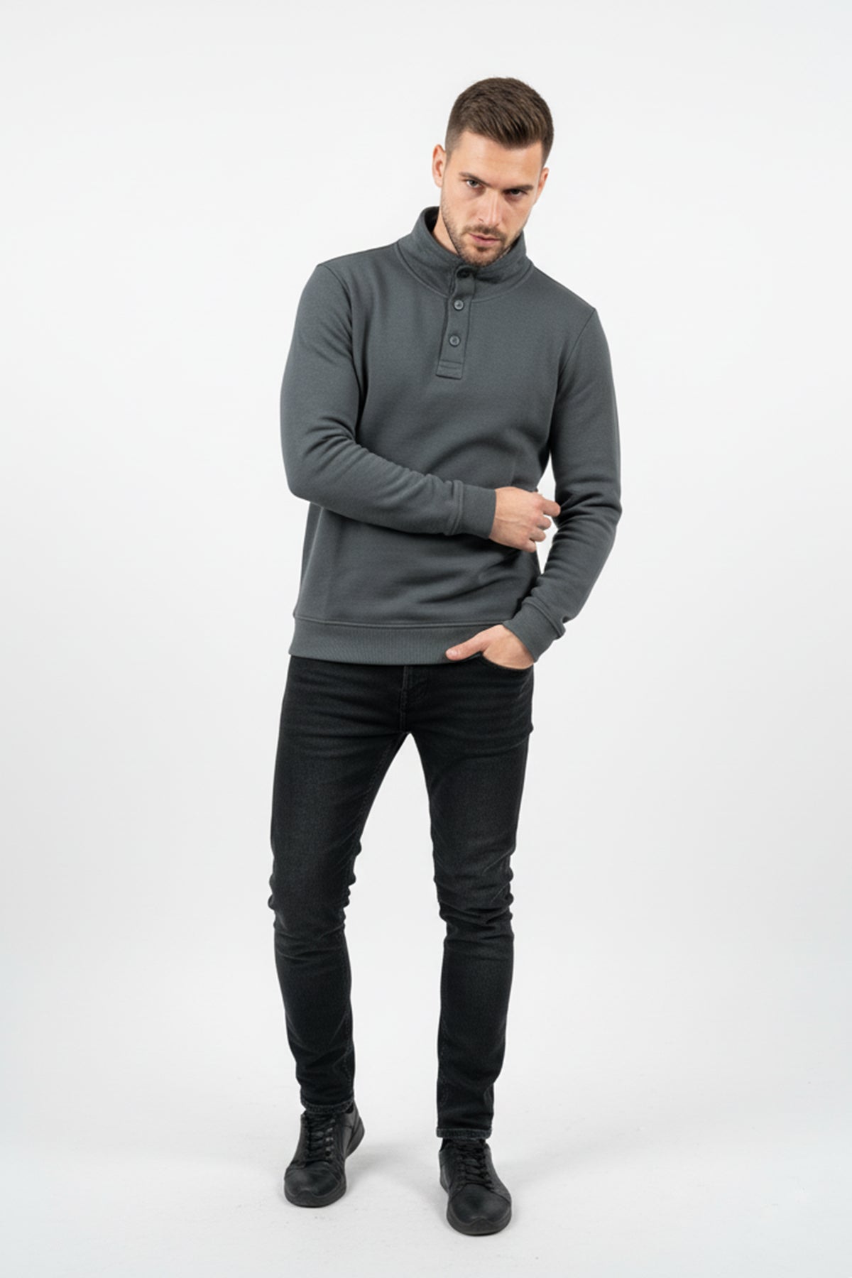 High-Neck Sweatshirt For Men - Forged Iron