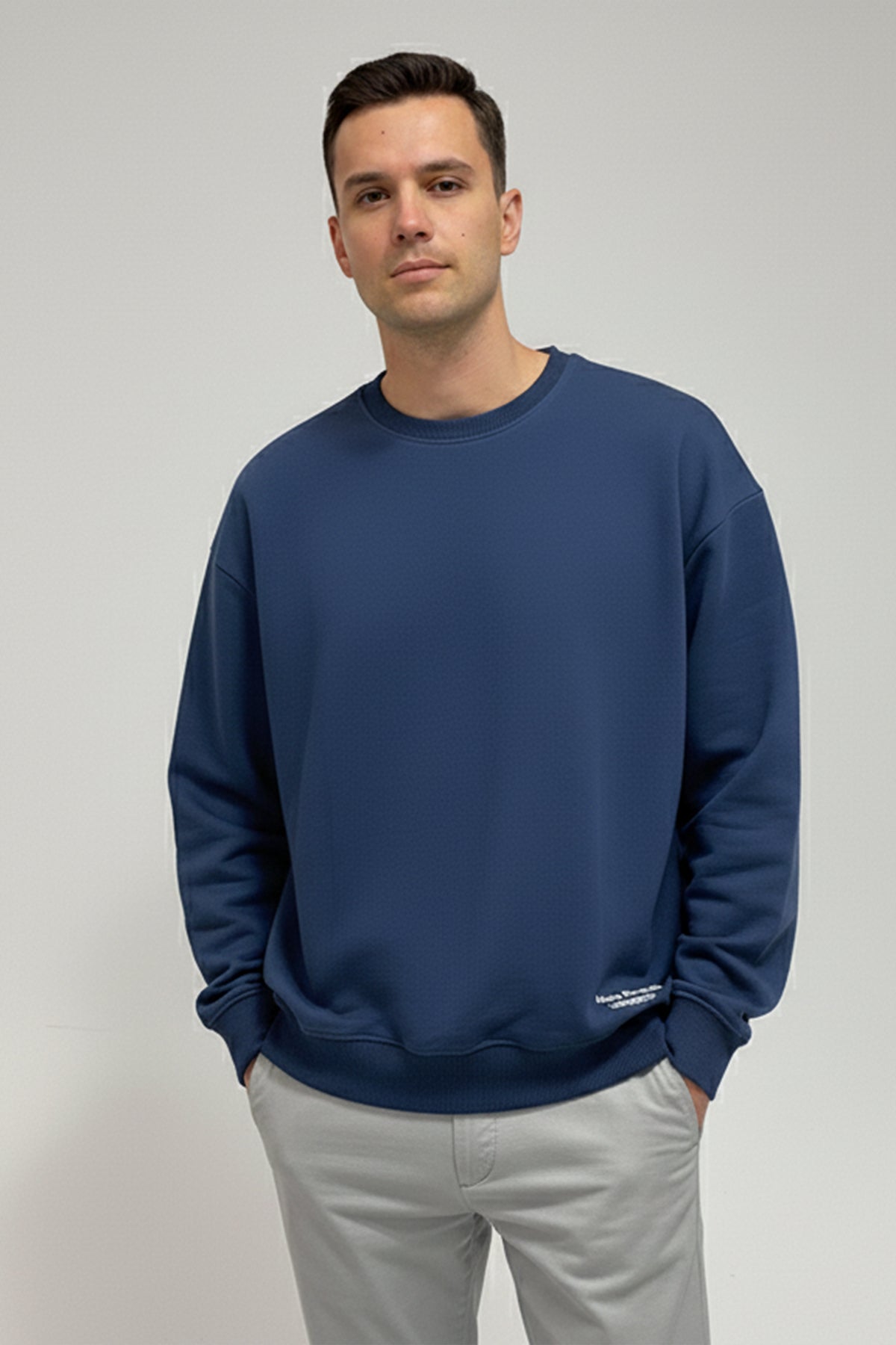 Crew Neck Sweatshirt For Men – Blue