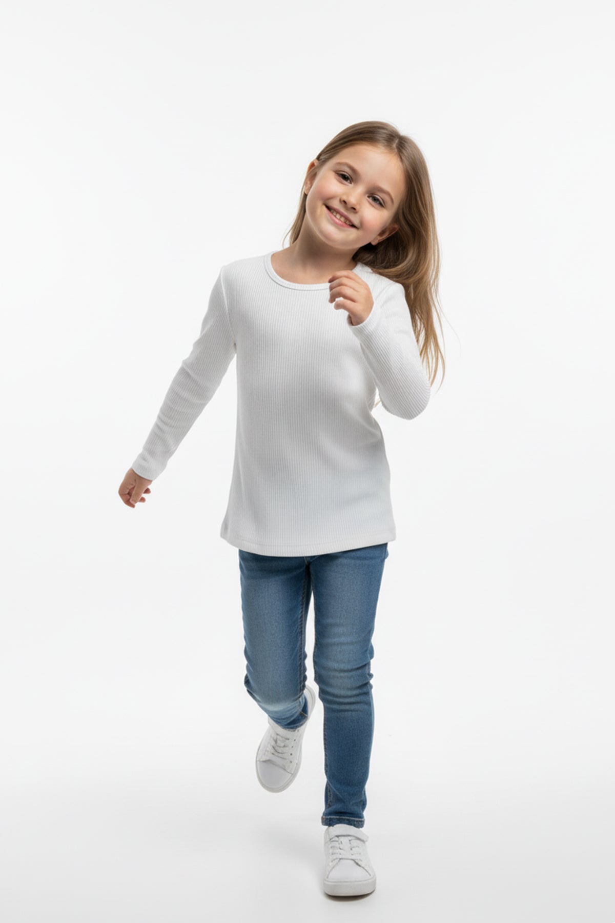 Long Sleeve Top For Girls – White