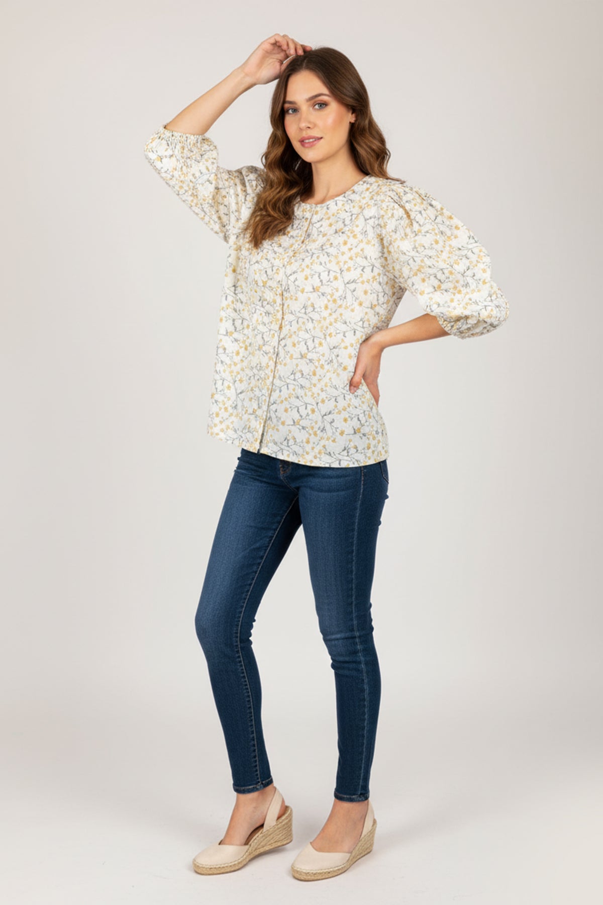 Floral Print Top For Women  – Yellow