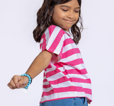 Girls Striped Emoji Tee 