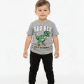 Black baby jogger trousers with elastic waistband and tapered legs on child