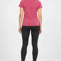 Women's pink short-sleeve crewneck T-shirt, back view heather texture