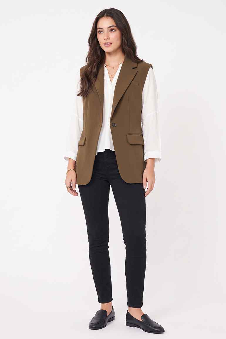 SOLID SLEEVELESS BLAZER FOR WOMEN