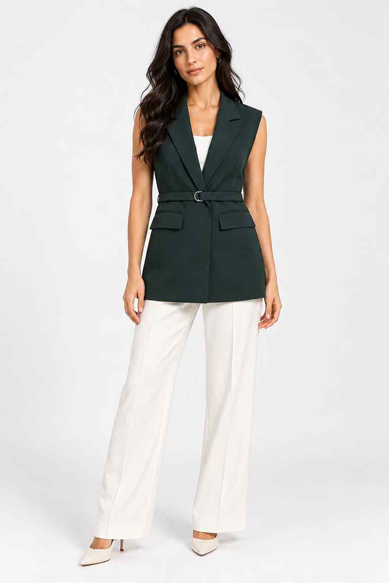 LONG VEST COAT FOR WOMEN - DARK GREEN