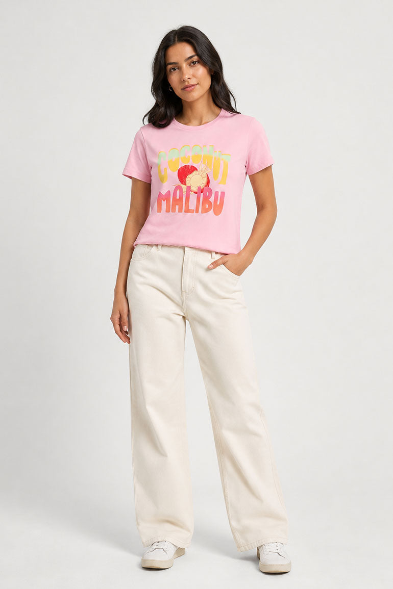 SLOGAN PRINT T-SHIRT FOR WOMEN