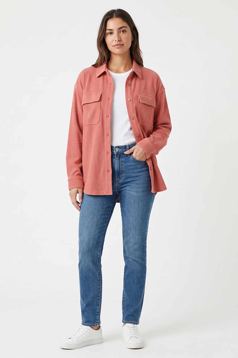 OVERSIZED SHACKET WITH FLAP POCKET FOR WOMEN