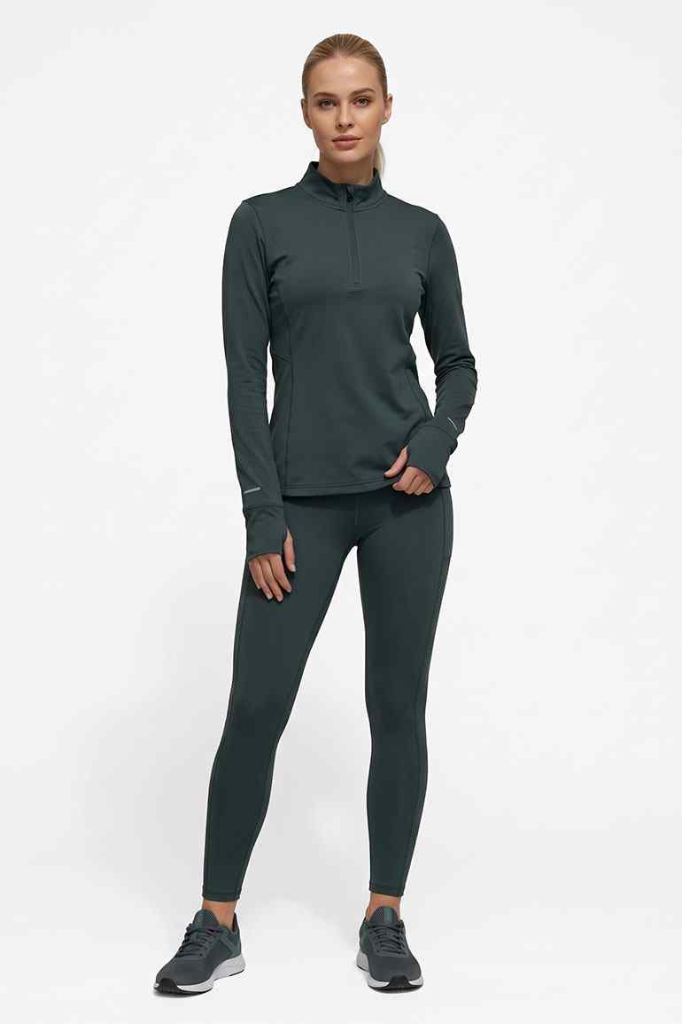 HALF-ZIP ACTIVEWEAR TOP FOR WOMEN - VERDE MENTA