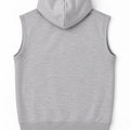 Heather grey sleeveless hoodie vest with hood, back view
