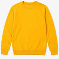 Men's orangey-yellow solid crewneck sweatshirt with embroidered X detail, long sleeves.
